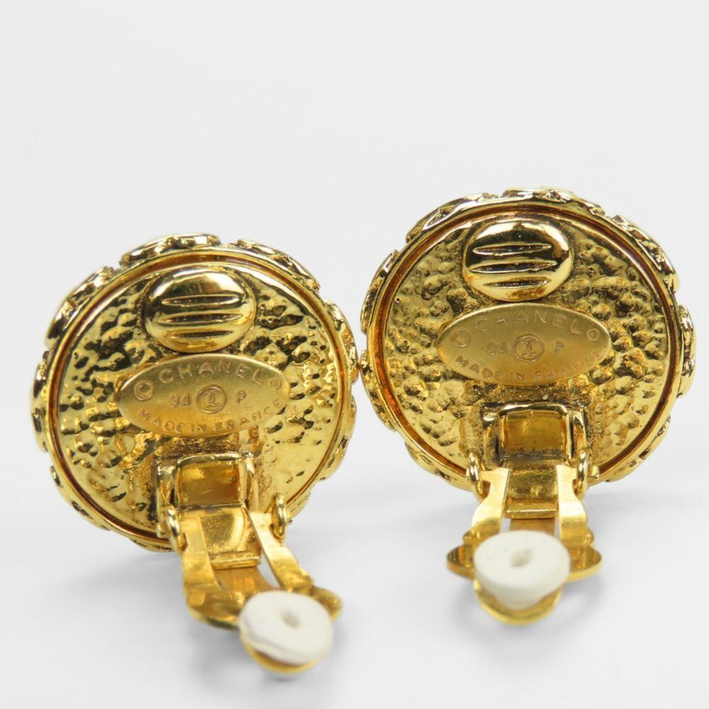 CHANEL Authentic Gold Pearl Logo Earrings - Picture 3 of 11